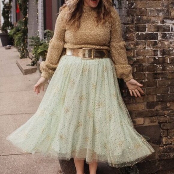 XL Anthropologie Sydney Shimmer Tulle Midi Skirt - Picture 2 of 8